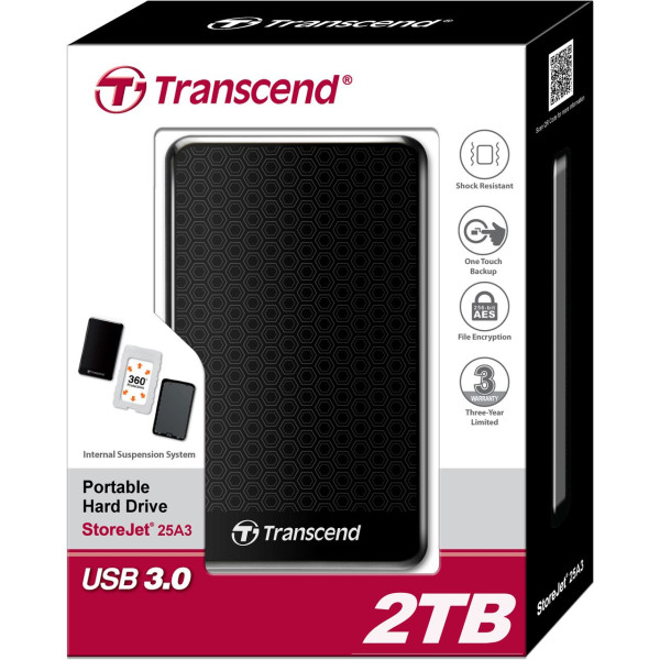 НЖМД Transcend StoreJet 2.5 USB 3.0 2TB серія A чорний